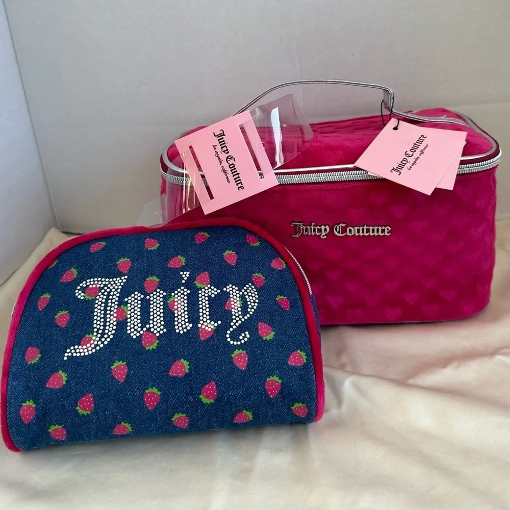 Juicy Couture Pink and Blue Travel Cosmetic Bags